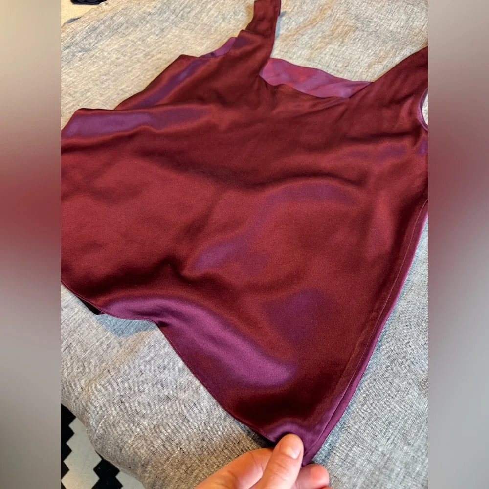 Nordstrom Intimates 100% Silk tank size large burgundy - Picture 5 of 10